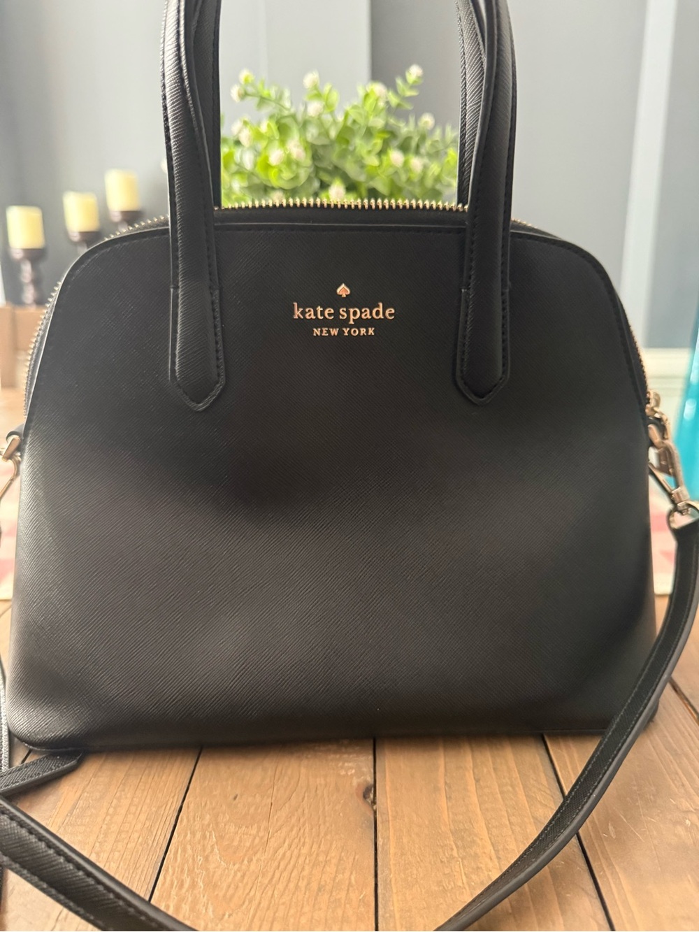 kate spade Black Saffiano Leather small Dome Satchel with Crossbody Strap - Picture 2 of 7